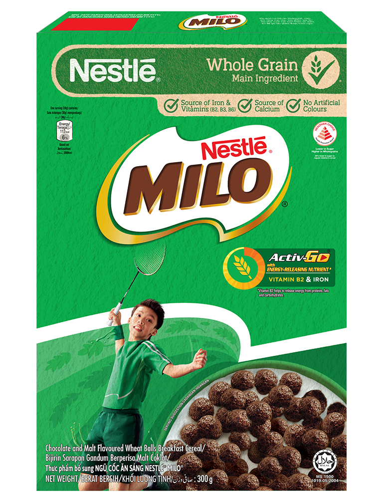 Milo Cereal – Chocolate malt-flavored cereal.
