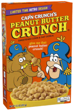 Peanut Butter Crunch – Peanut butter flavored corn cereal.