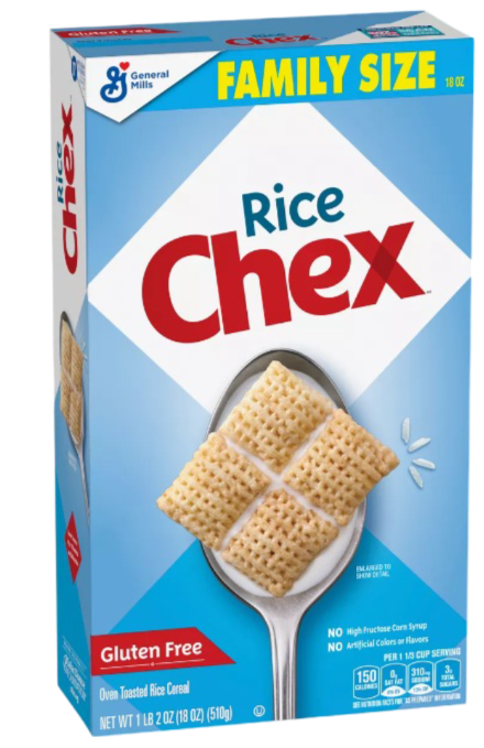 Rice Chex – Crispy rice cereal in a unique checkerboard shape.